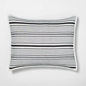 Textured Stripe Pillow Sham Railroad Gray - Hearth & Hand with Magnolia, King.